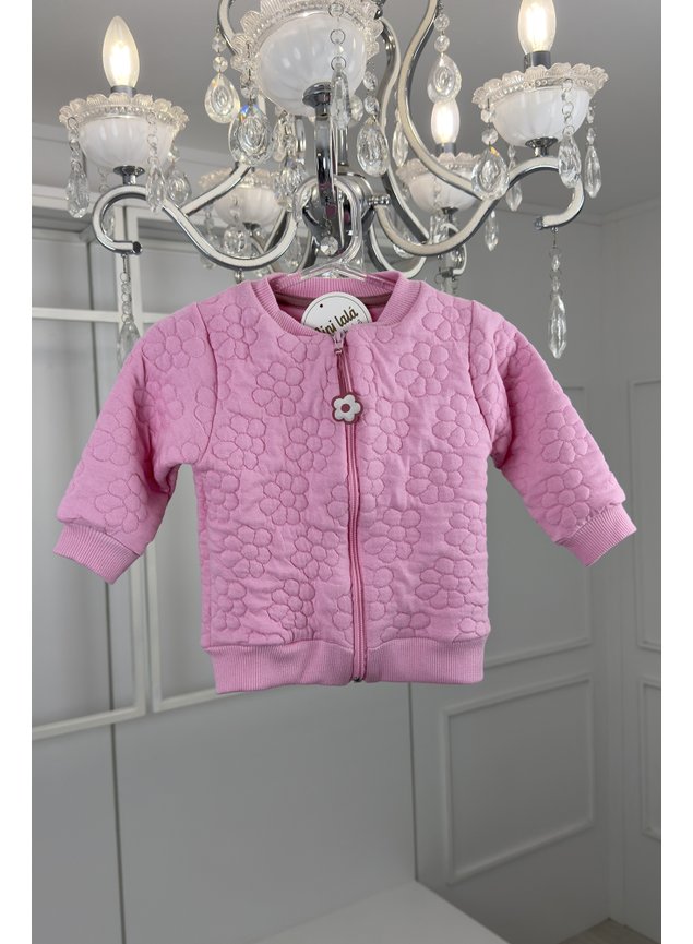 CASACO FLORES 3D ROSA MENINAS ZIPER MINI CONCEITO