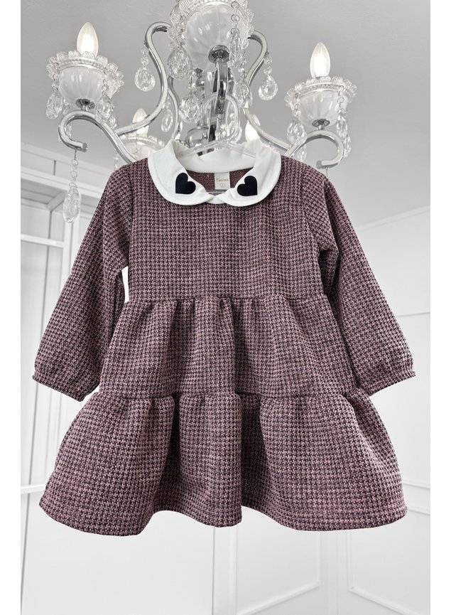 vestido tres recortes pink gola coracao miniconceito meninas b