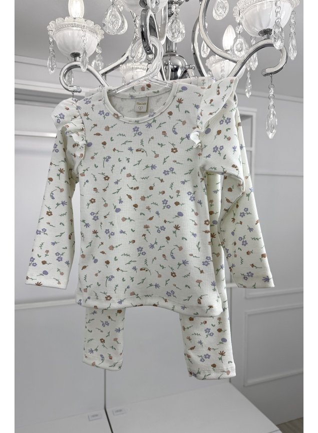 canelado flores menina infantil conjunto miniconceito h