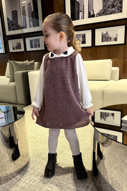 vestido xadrez gola coracao menina infantil miniconceito j