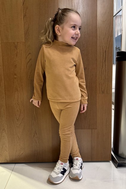 conjunto canelado aveludado marrom menina infantil miniconceito g