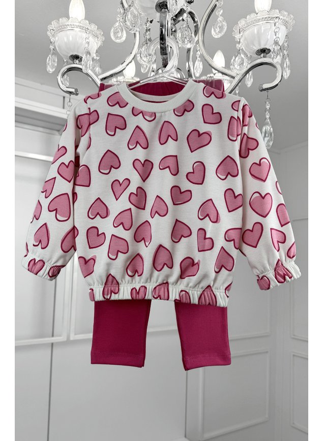 conjunto menina infantil miniconceito moletom coracoes pink hu
