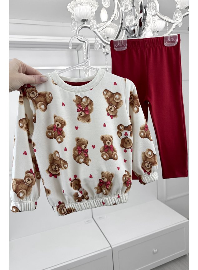 conjunto ursinho vermelho menina infantil miniconceito calca casaco termico as
