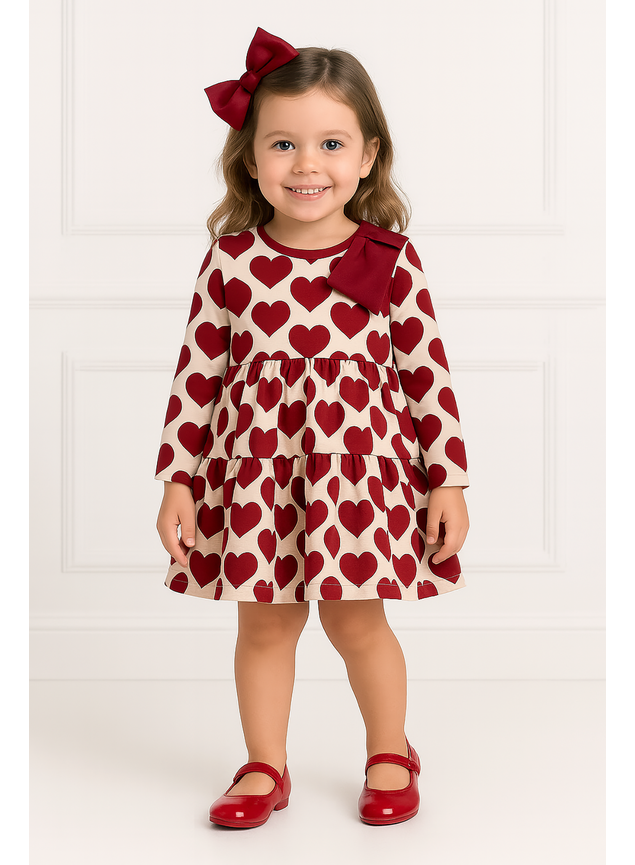 vestido menina coraes vermelho
