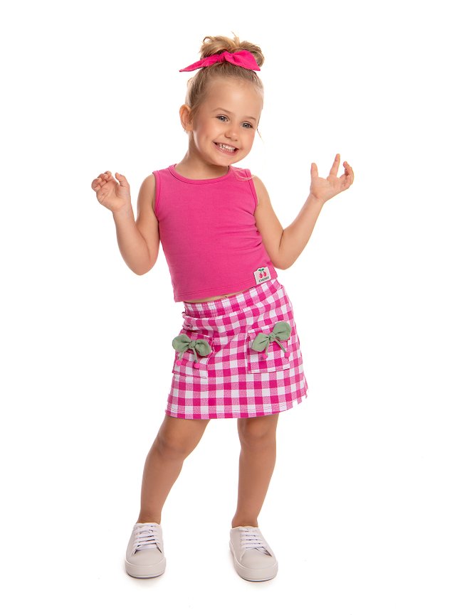 CONJUNTO XADREZ PINK MENINA INFANTIL MINICONCEITO