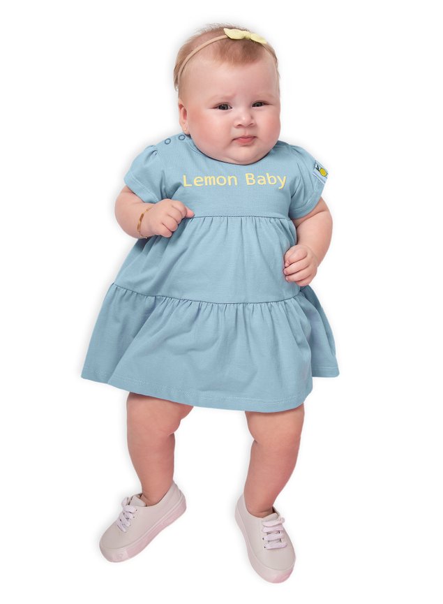 conjunto bebe vestido azul menina infantil