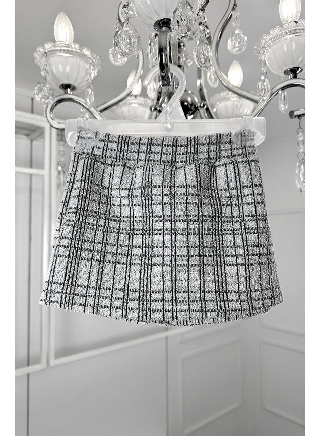 shorts saia tweed preto menina infantil miniconceito n
