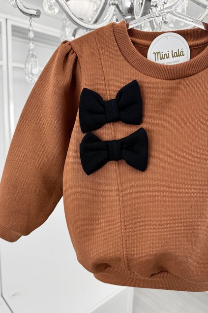 casaco marrom moletom lacos pretos menina infantil miniconceito p