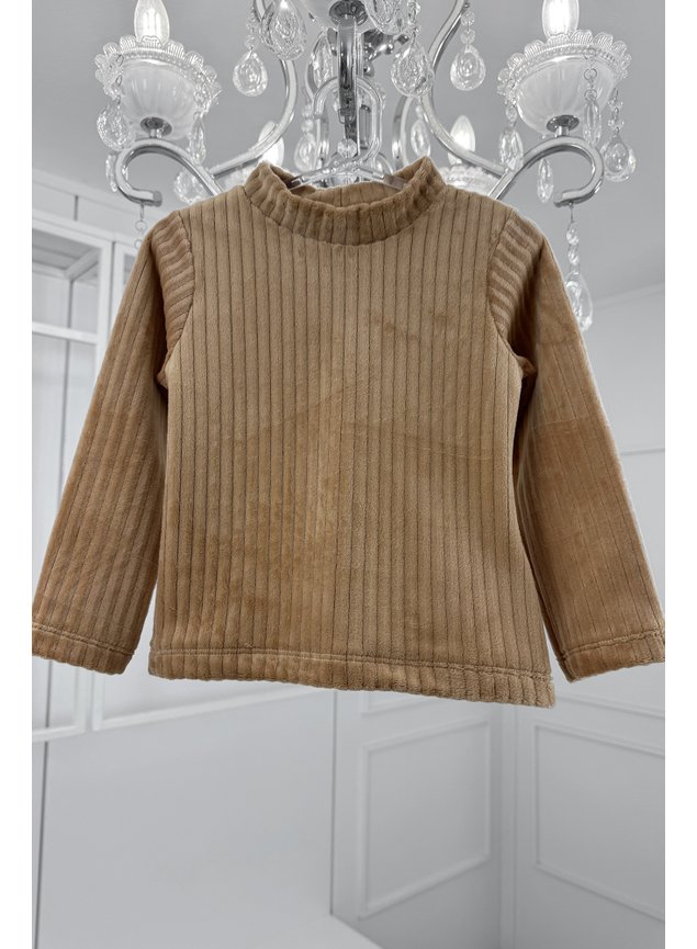 blusa canelada pelo marrom menina infantil miniconceito