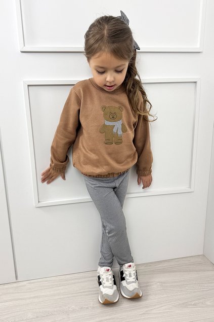 conjunto ursos moletom xadrez menina infantil miniconceito marrom b