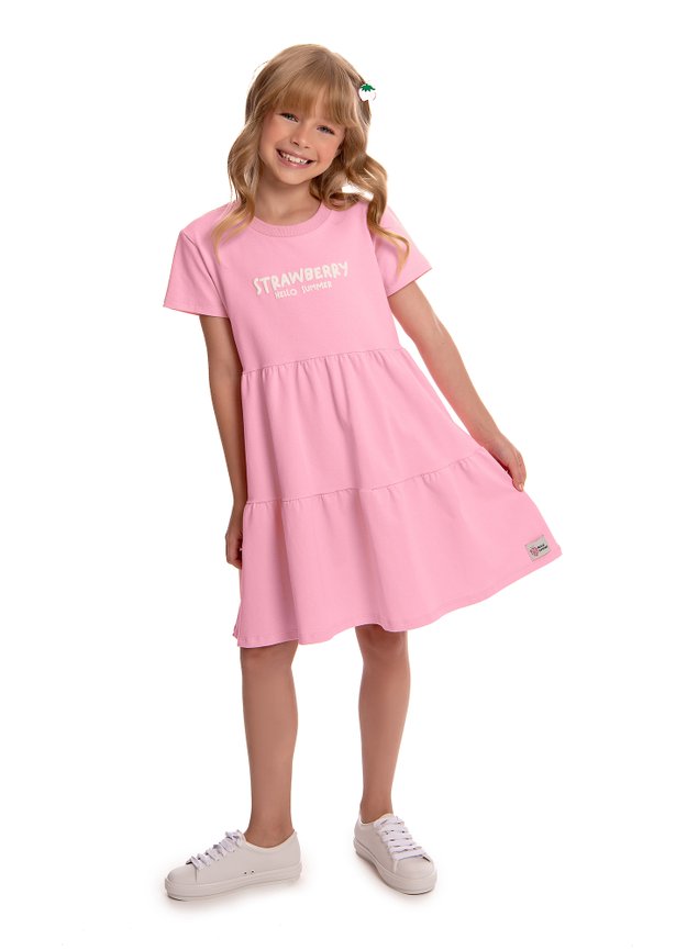 VESTIDO STRAWBERRY ROSA MENINA INFANTIL MINICONCEITO