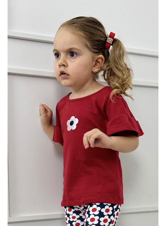 blusa vermelha flore menina infantil miniconceito h