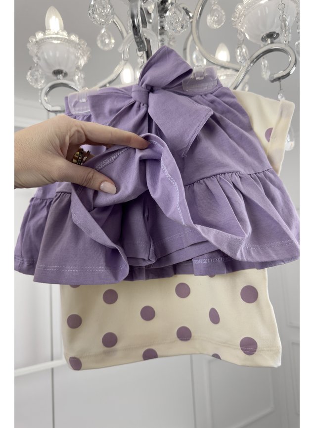 conjunto poas lilas menina infantil miniconceito shorts saia g