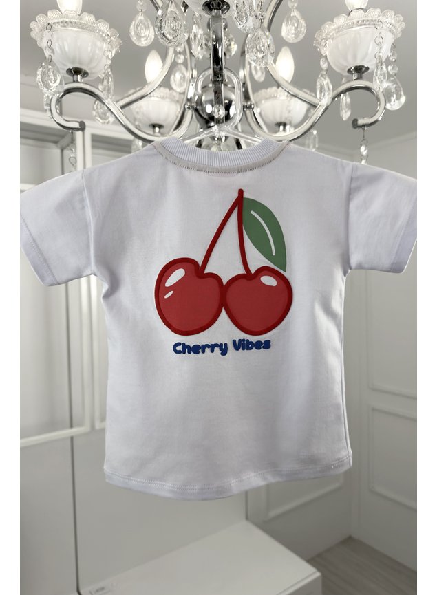 conjunto cereja vermelho menina infantil canelado miniconceito