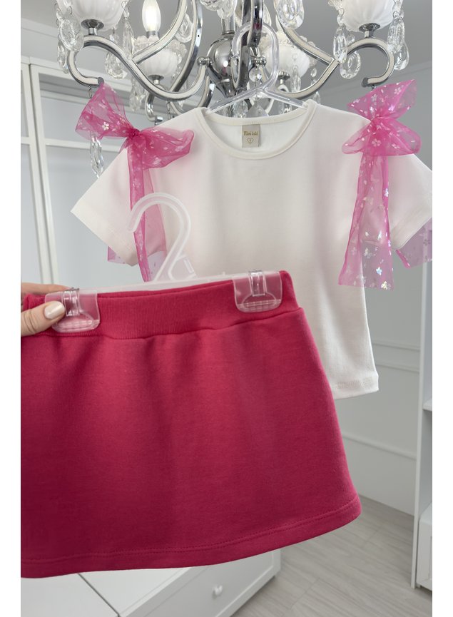conjunto pink lacos tule menina infantil miniconceito f