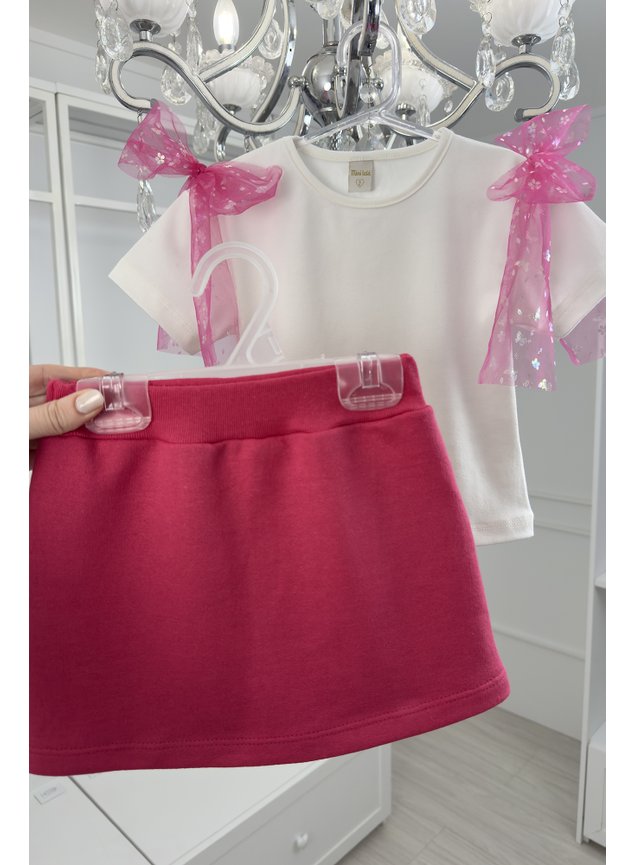 conjunto pink lacos tule menina infantil miniconceito b