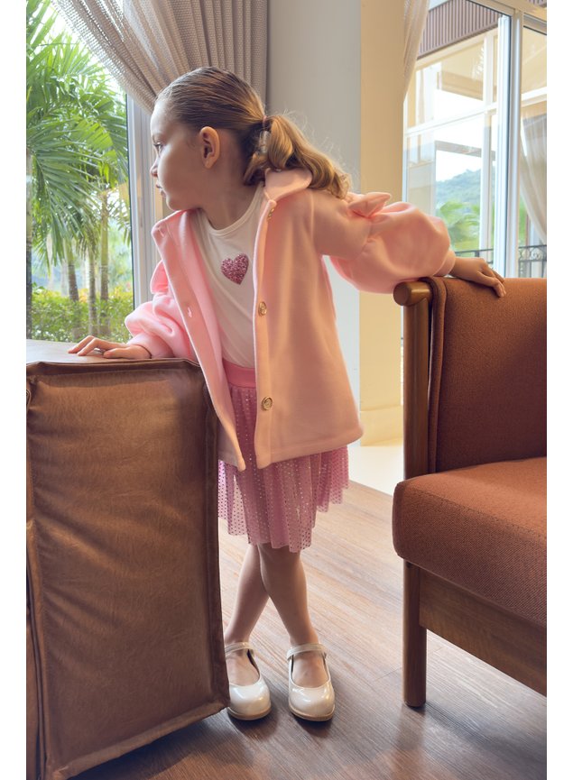 casaco pettenati rosa conjunto tule glitter menina infantil miniconceito x