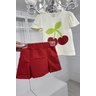 conjunto cereja menina infantil miniconceito shorts saia pregas b