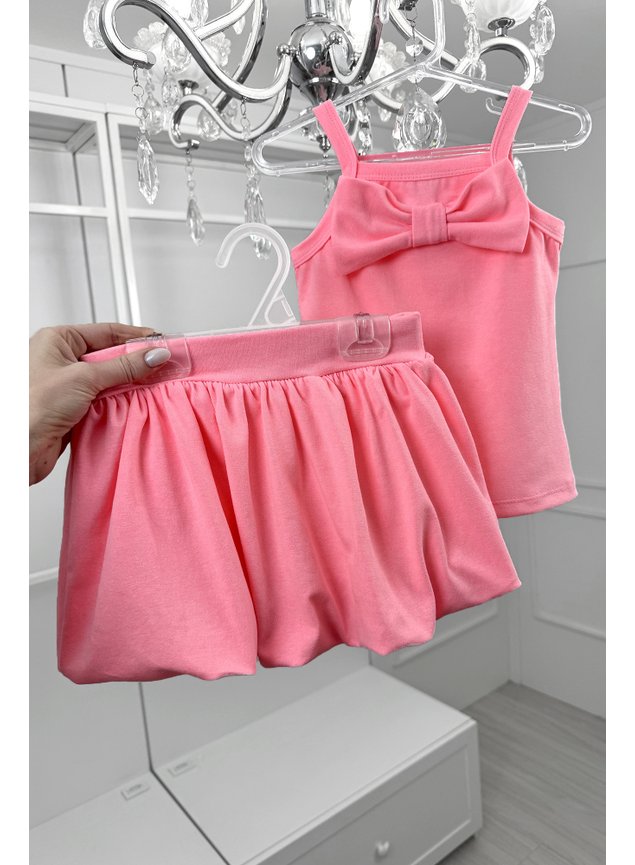 conjunto balone rosa neon miniconceito regata shorts saia n