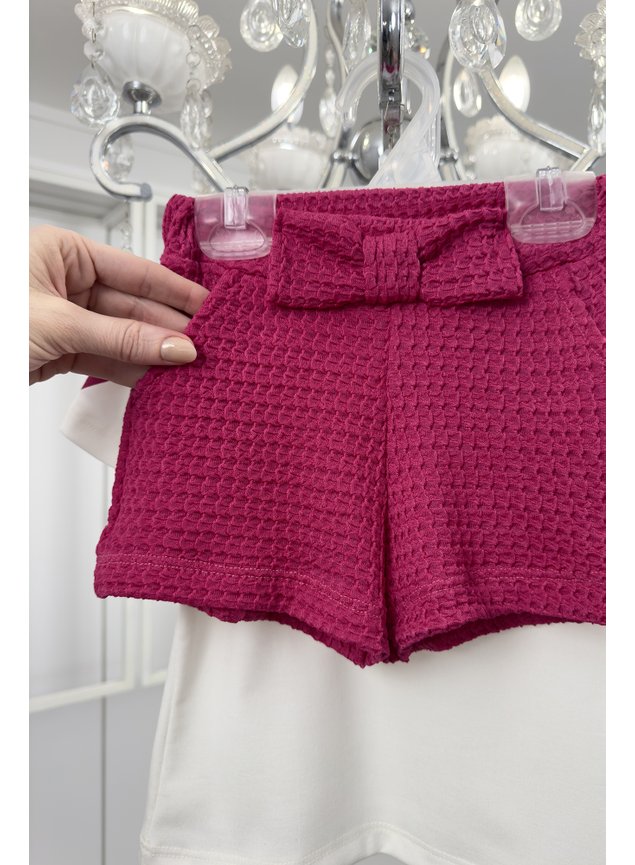 conjunto blusa manga curta shorts pink s