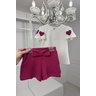 conjunto blusa manga curta shorts pink t