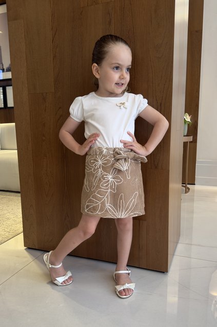 conjunto croche menina infantil miniconceito marrom