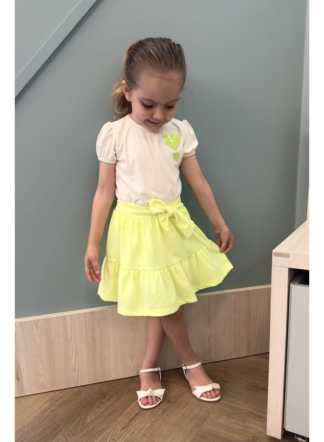 conjunto amarelo neon menina infantil miniconceito paete x