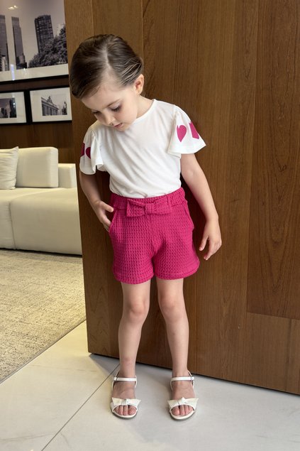 conjunto pink escamas laco blusa manga curta coracao pink h