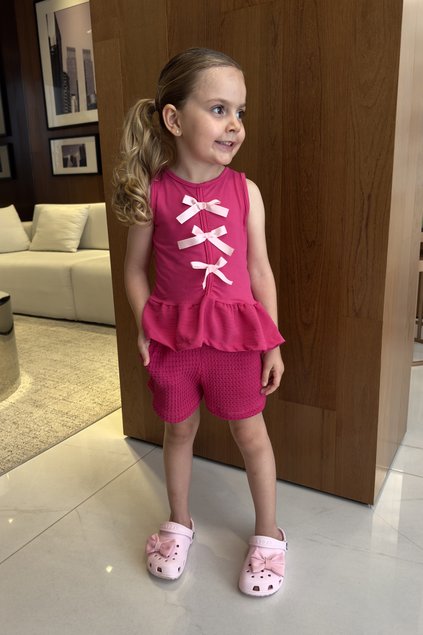 blusa pink babado menina infantil miniconceito