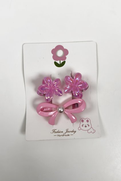 prendedor cabelo flor laco pink menina infantil miniconceito u