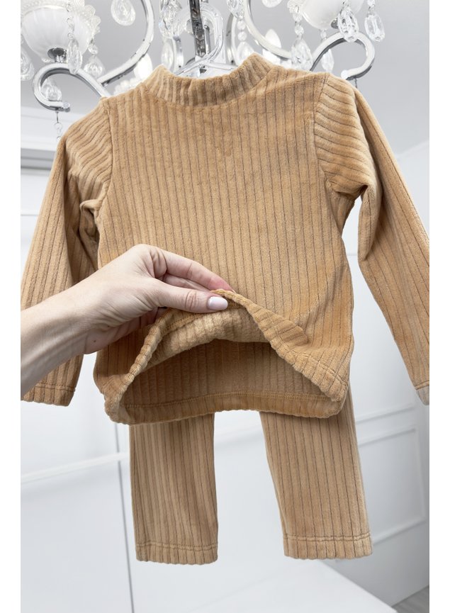 conjunto canelado manga longa calca menina infantil miniconceito x