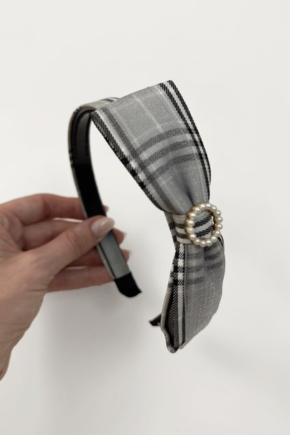 tiara cinza menina infantil xadrez miniconceito x